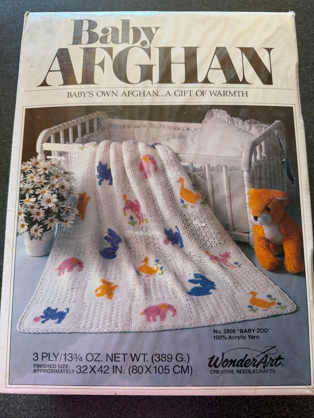 WonderArt Baby Afghan Blanket with Colorful Animal Motifs